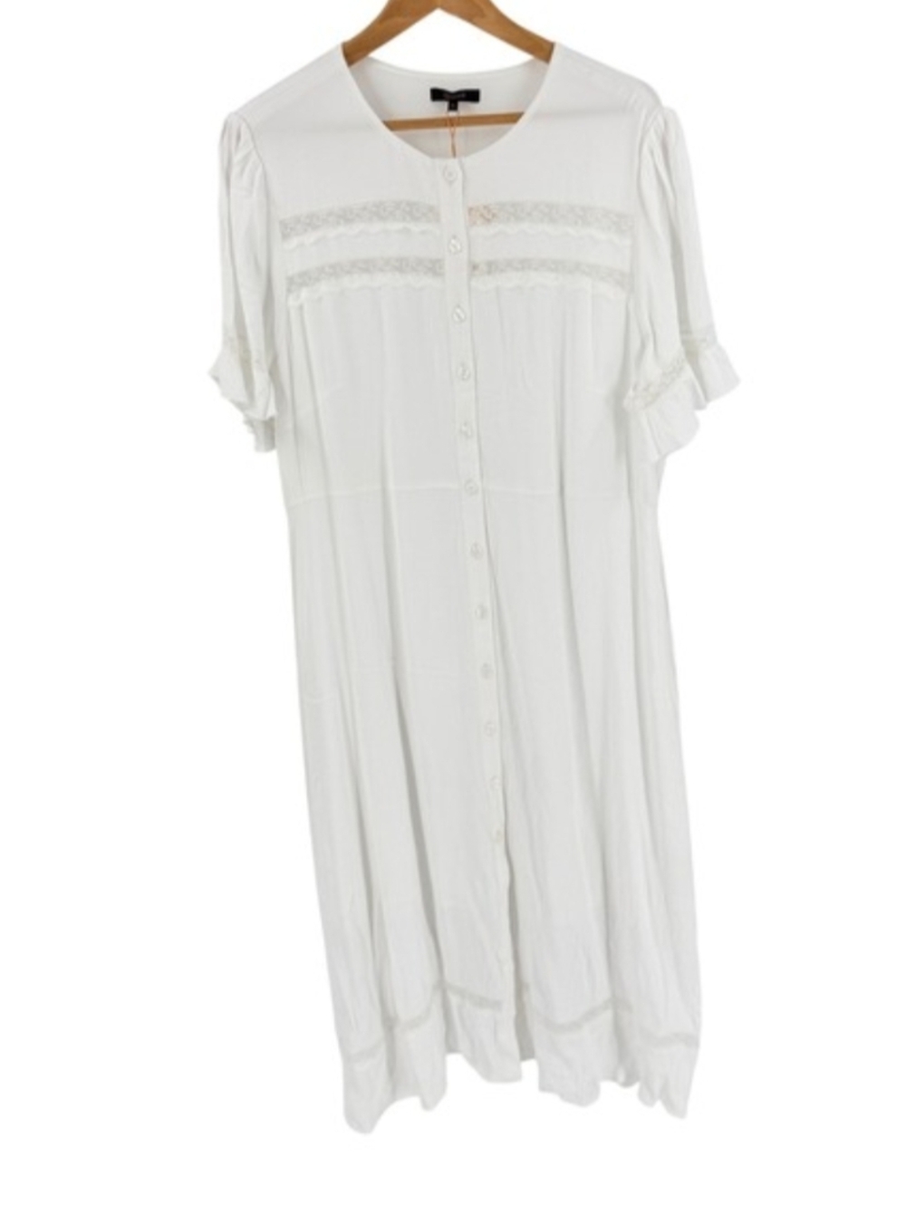 Quince White Viscose Button-Front Midi Dress NWT Size XL